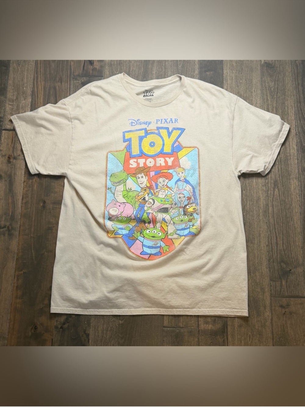 Disney Pixar Toy Story Characters Vintage Graphic Tee Women’s XL Cream